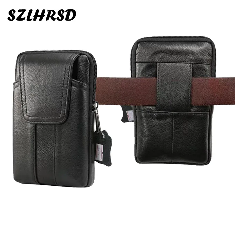 New Men S Genuine Leather Vintage Belt Waist Bag For Cell Mobile Phone Case Cover For