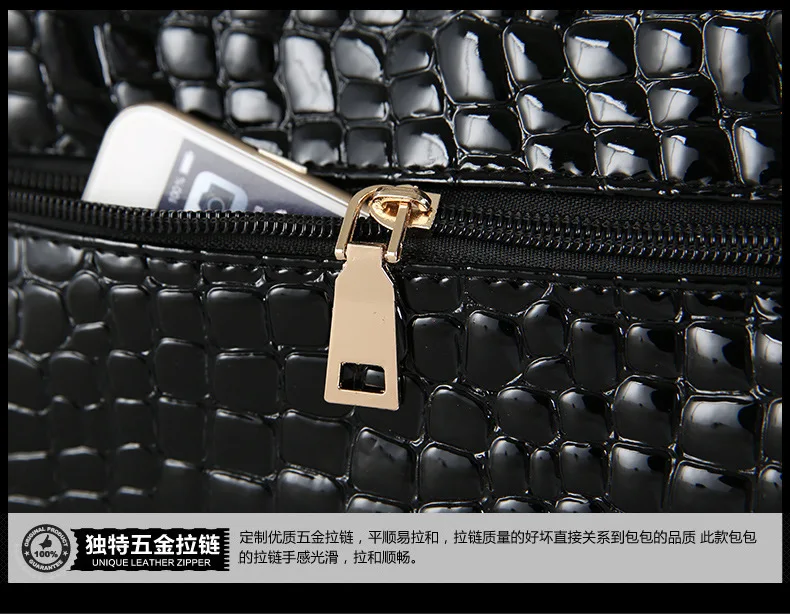 Большая вместительная черно-белая сумка через плечо из крокодиловой кожи женская сумка-тоут дамская сумочка+ кошелек/кошелек carteras mujer комплект 2 сумки/набор