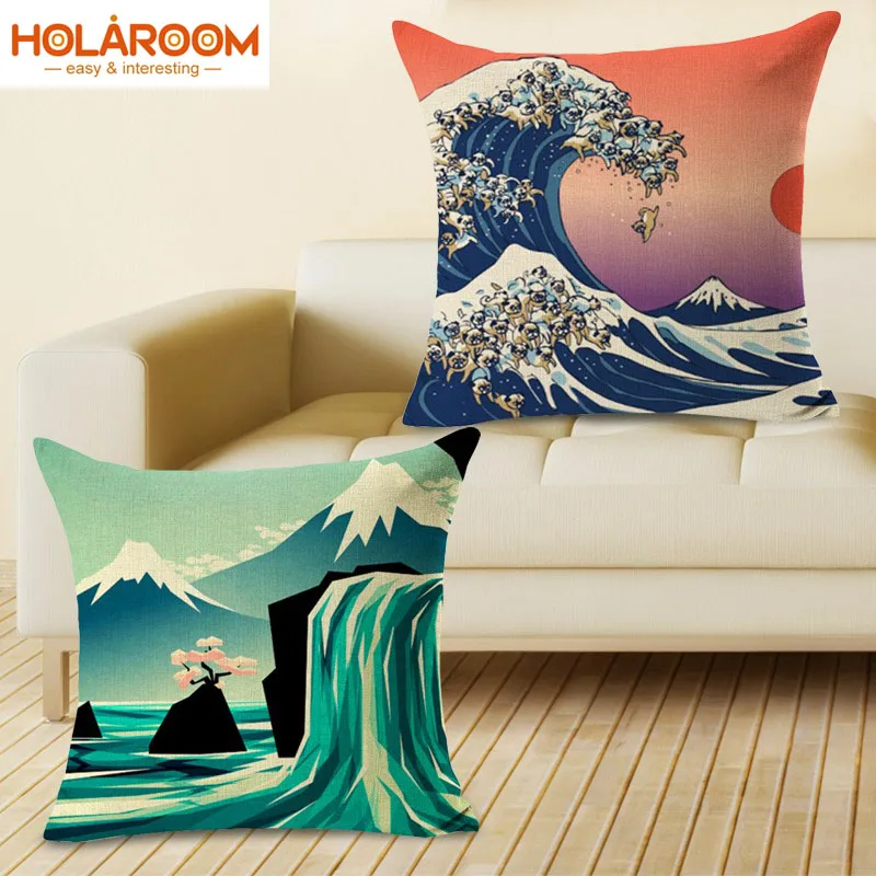 

Beauty Scenery Decorative Cushion Cover Linen Cotton Pillows Zephyr Style PillowCase Home Decorative Cushion Cover Square