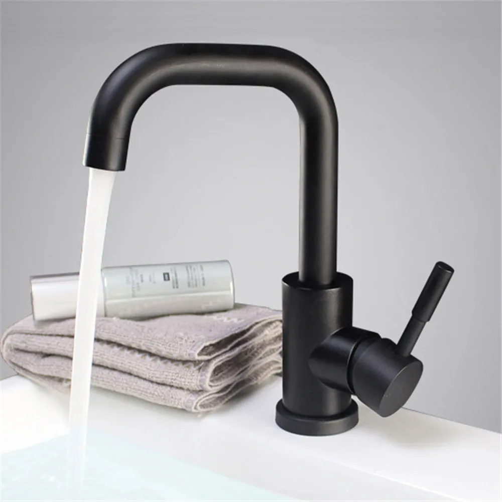  Black and white color 304 stainless steel polished bathroom basin mixer dual sink rotatable basin f