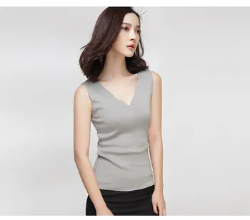 

Woman Summer Solid V-neck Sleeveless Stretch 10% Silk Pullovers Female Spring Hedging 10% Silk Sweaters Lady Fall Sweater