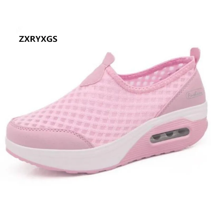 

Light Comfortable Women Spring Shoes Casual Shoes Sneaker 2018 New Fashion Mesh Wedges Air Cushion Shoes Women Sneaker plus size