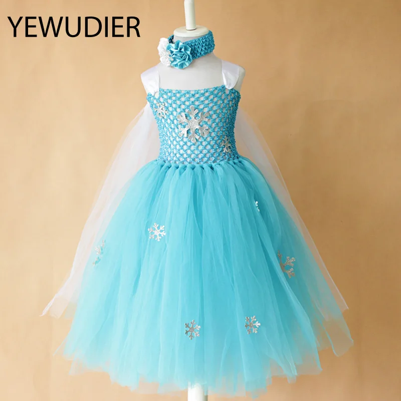 

YEWUDIER Elegant Blue Flower Girl Tutu Dress Wedding Tulle Dress Girls Wedding Dresses Robe Demoiselle Rose Fille Kids Dress