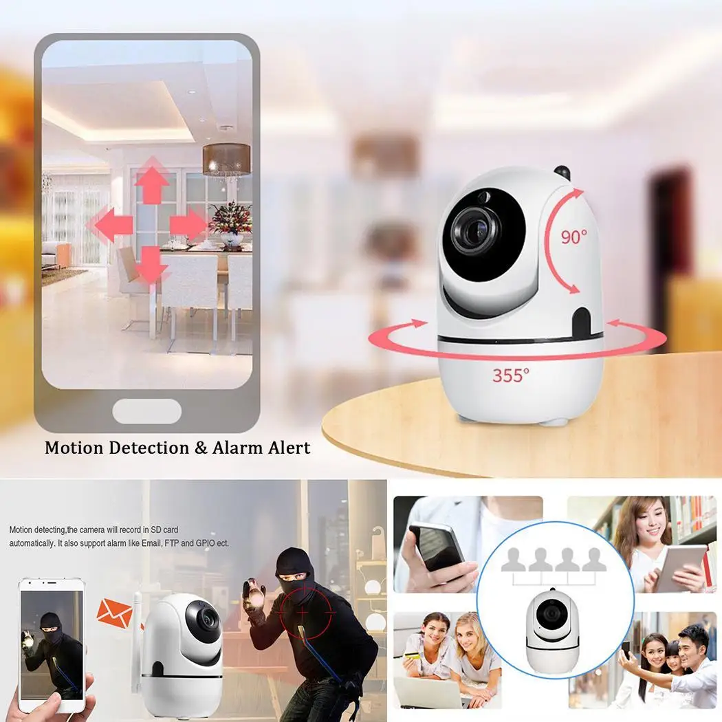

720P Wireless Monitor 355 Degrees Camera Night Vision Mobile Phone Remote Two-way Voice (1280x720)