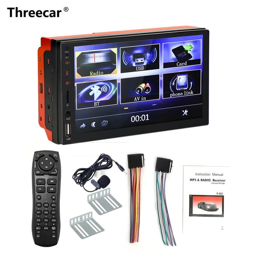 

2din Car Radio 7 inch Touch mirrorlink Android Player subwoofer MP5 Player Autoradio Bluetooth Rear View Camera tape recorder