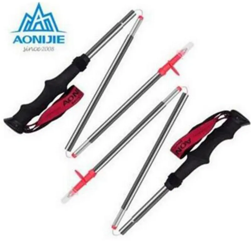 AONIJIE Ultra-light EVA Straight Grip Handle Aluminum Alloy 4-Section Adjustable Canes Walking Hiking Sticks Trekking Pole