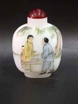 

Chinese coloured glaze Hand painted lovely bird bamboo snuff bottle