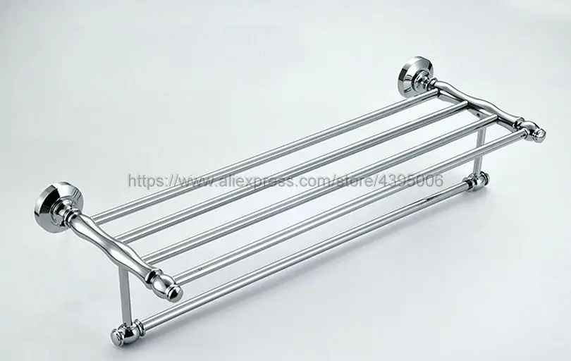 Double Chrome Wall Mounted Bathroom Towel Rail Holder Shelf Storage Rack Bar Bathroom Accessories Bba801