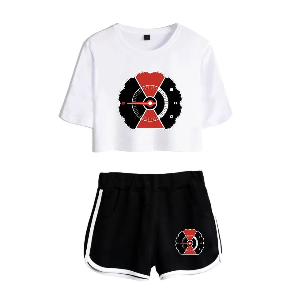 Frdun Tommy EXO 2018 новый летний укороченный топ для девочек из двух частей короткая