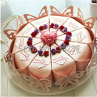 

Pink Butterfly Cake Box with ROSE Wedding Favor Candy Box/ Wedding Cake Box/ Bridal shower/Pink Wedding Decoration