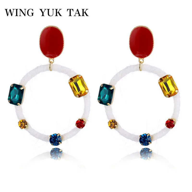 Большие висячие серьги для женщин wing yuk tak модные разноцветные Круглые богемные