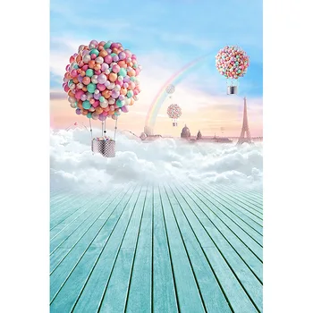 

Vinyl Photography Background Balloons Rainbow Blue Sky Newborn Birthday Party Children Backdrop for Photo Studio ZR-165