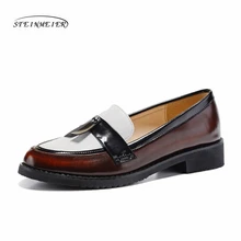 Leather brogue oxford handmade vintage retro casual flat shoes