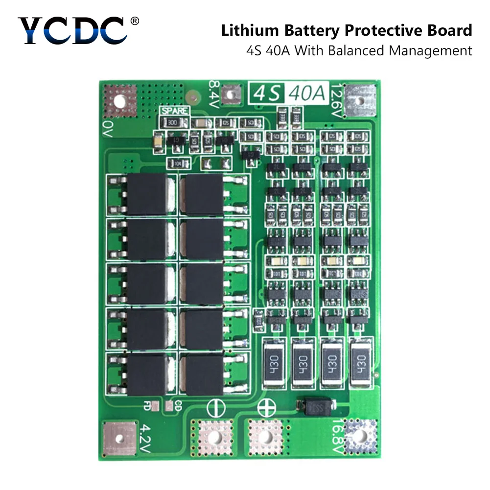 4S 40A литий-ионная батарея 18650 зарядное устройство PCB плата защиты BMS с балансом для бурильного двигателя 14,8 в 16,8 в Lipo модуль