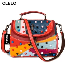 CLELO Luxus Frauen Aus Echtem Leder Tasche Schaffell Messenger Bags Handtaschen Frauen Berühmte Marke Designer Weiblichen Handtasche Umhängetasche