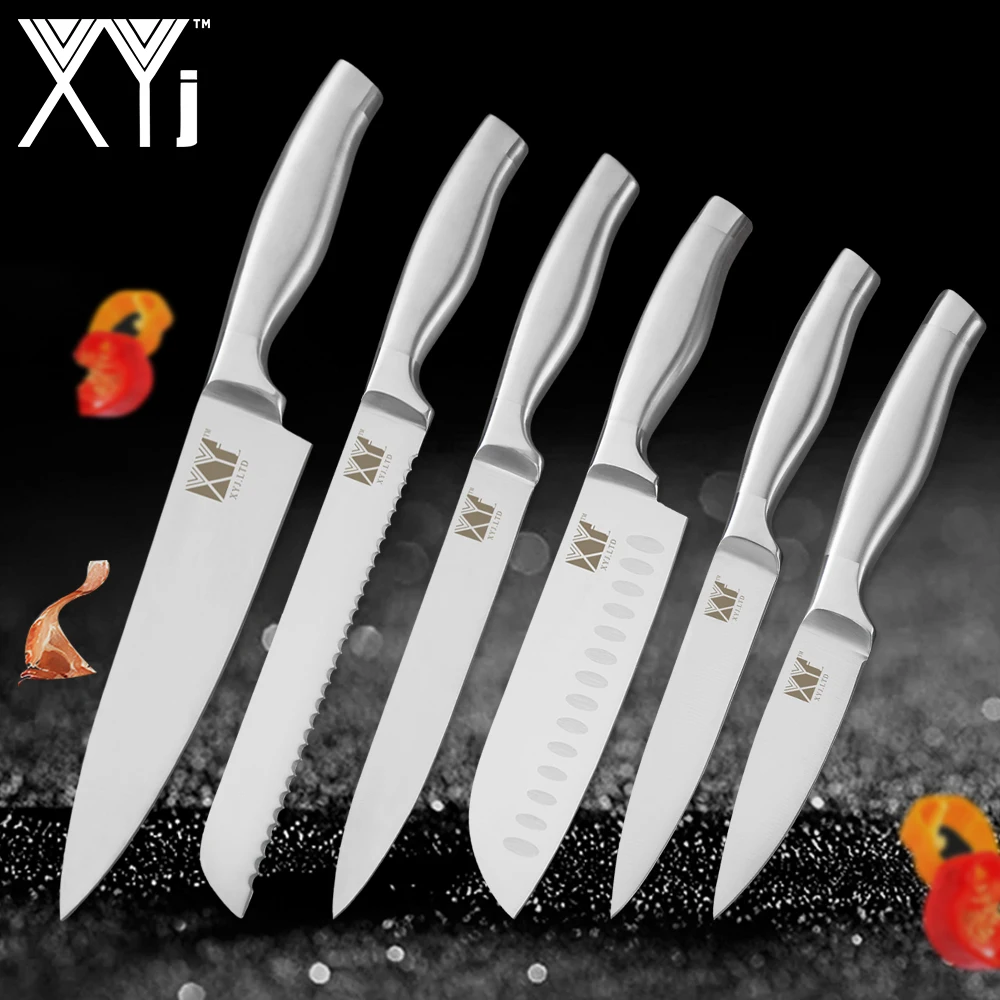 

XYj Chef Knife Stainless Steel Kitchen Cooking Knives Tools Set Fruit Utility Santoku Chef Slicing Bread Knife Accessories Set