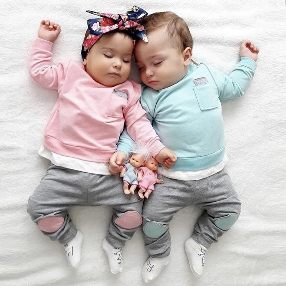 

Brand Puseky Baby Clothing Sets Newborn Baby Boys Girls Matching Patch Clothes + Pants Outfits baby clothing sets 0-24M