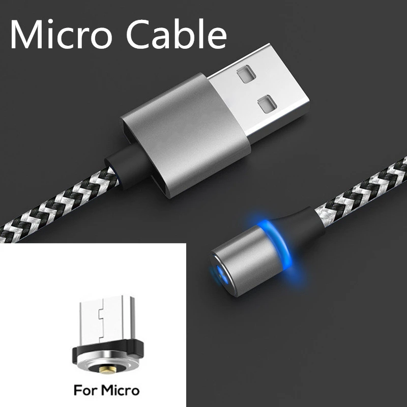 Магнитный Micro USB кабель для iPhone samsung type-c зарядный Магнитный зарядный адаптер usb type C кабели для мобильных телефонов - Цвет: Micro sliver