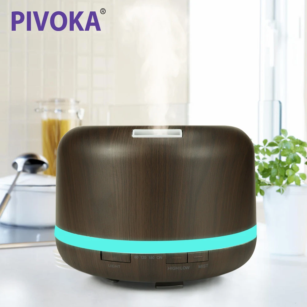 

PIVOKA 500ml Air Humidifier Essential Oil Diffuser Aroma Lamp Aromatherapy Electric Aroma Diffuser Mist Maker for Home Wood