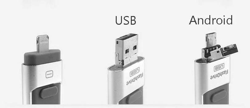 Новый USB флеш-накопитель креативный 3 порта в 1 Флешка для IPhone 5/6/7/8/X Usb диск для OTG Andriod OTG Mirco USB для ПК usb 3,0