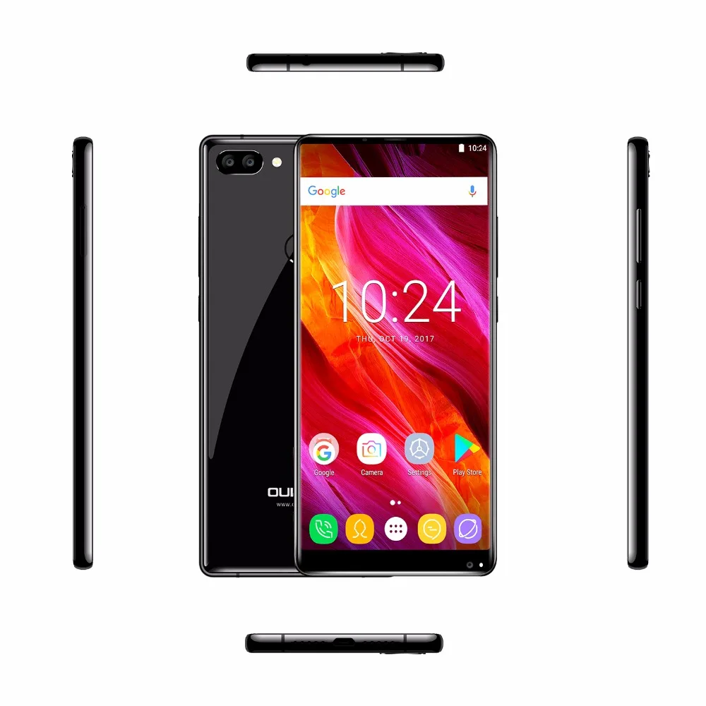 OUKITEL MIX2 6," 18:9 дисплей 6 ГБ ОЗУ 64 Гб ПЗУ 4080 мАч 5 В/5A Быстрая зарядка MTK6757 отпечаток пальца NFC Лицо ID Quad камеры смартфон