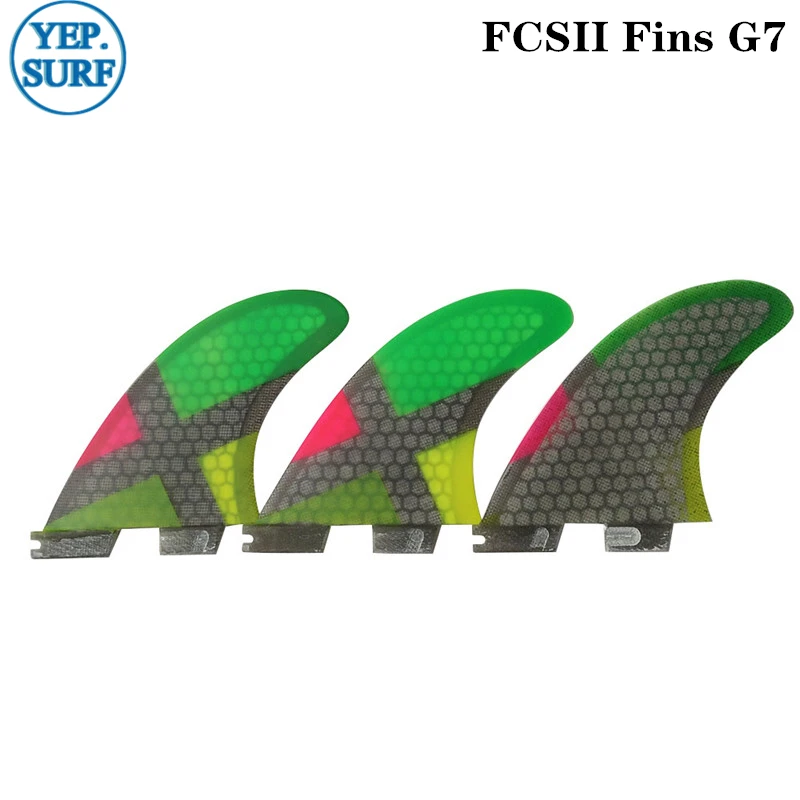 New style G7 Surf FCSII fins Tri fin set G3/G5/G7/K2.1 Fibreglass Honeycomb Carbon free shipping - Цвет: New style G7