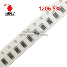 100 шт. 1206 5% SMD резистор 0R~ 10M 1/4 Вт, для детей 0, 1, 10 100 150 220 330 Ом 1K 2,2 K 10K 100K 0R 1R 10R 100R 150R 220R 330R 1 м 10 м