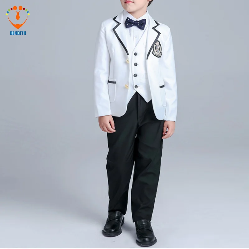 

5 Pcs/Set New Arrival Fashion Boy Suit For Wedding Prom Formal Black White Dresses Wedding Boy Suits formal