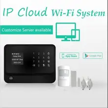 433mzh WiFi Wireless GSM SMS Home Security Alarm System IOS Android Control RFID Keypad Alarm disarm System support Contact ID