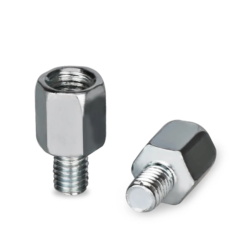 1 Pair 10mm to 8mm Silver Clockwise Thread Motorcycle Mirror Mounts