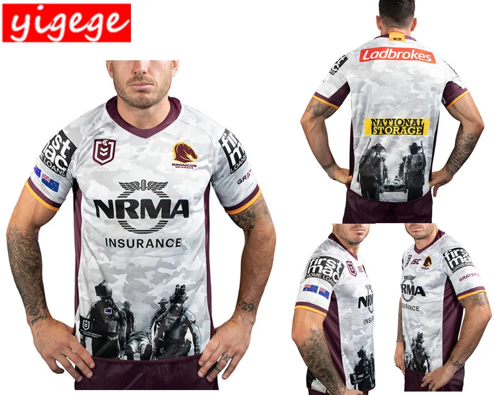

nrl jersey 2019 BRISBANE BRONCOS ANZAC Round Jersey rugby shirt Australia Brisbane Broncos rugby Jerseys s-3xl