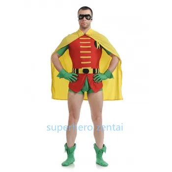 

Newest Batman and Robin costume Original superhero costume spandex high-elastic close fitted Robin Costume for halloween party