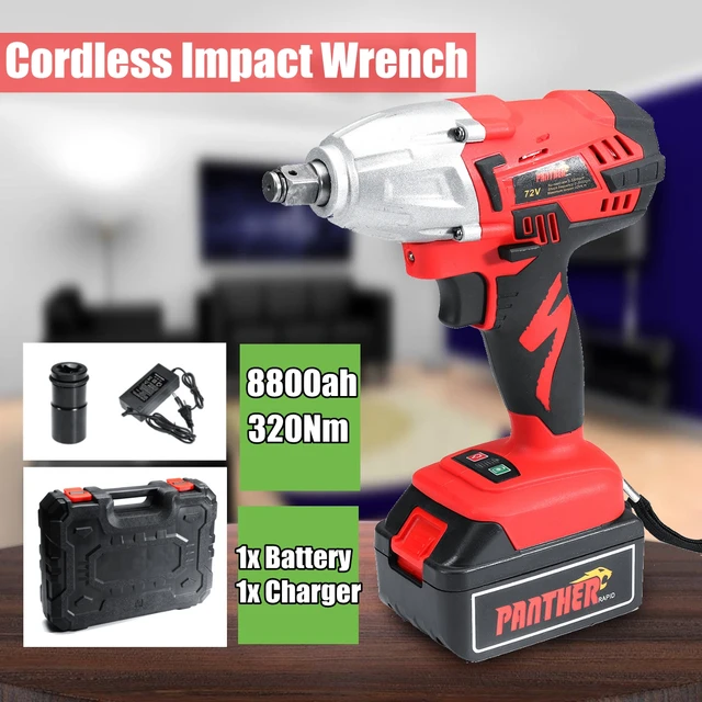 25V 8800Ah Li-ion Electric Impact Wrench 320Nm High Torque Impact Wrench Cordless 1/2 Batteries 1 Charger Power Tool