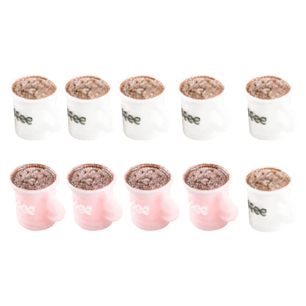 10 Pieces Mini House Resin Coffee Cup Tableware Decoration Dollhouse Miniature Layout Accessories