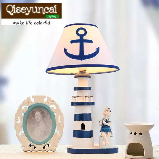 

Mediterranean lighthouse, children's room, desk lamp, cartoon decoration, night light, boy bedroom, bedside lamp, dimmable light