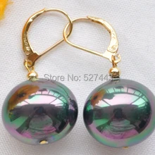 10 шт. > 16 мм павлин черный яйцо южного моря перлы раковины болтаются серьги