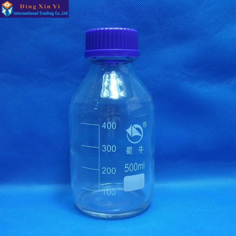Garrafa com Tampa de Parafuso 1000 2000 1 Conjunto Transparente Vidro Reagente Azul Laboratório Garrafa 100 ml - 250 500 4 bottle cap folk art