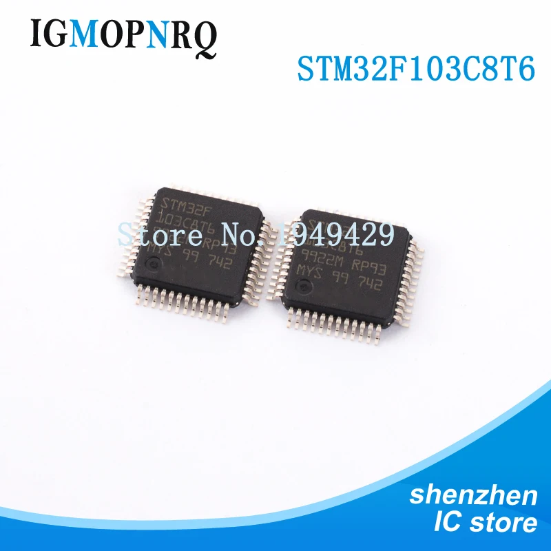 

10PCS STM32F103C8T6 LQFP48 STM32F103C8 QFP MCU 32BIT Cortex M3 64KB 20KB RAM 2X12 ADC new original