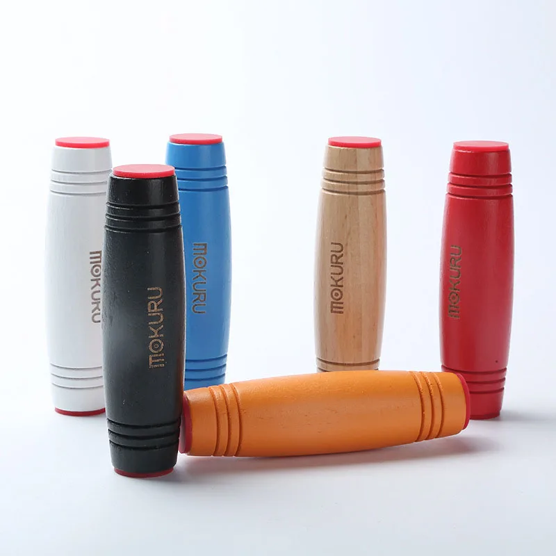 

10pcs/lot Funny Toys Beech Fidget Flip sticks Hand Tumbler mokuru Kururin Japanese Kururin Toy with non-toxic silicone pad Top