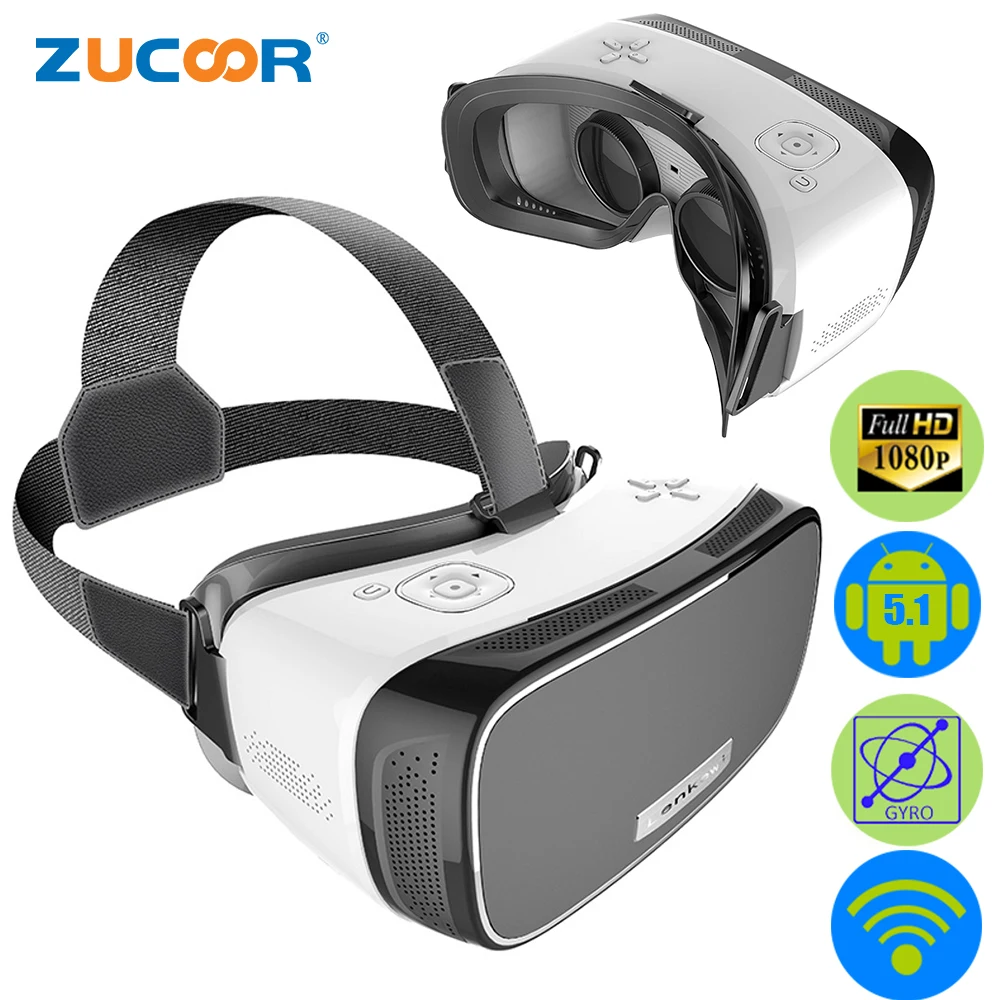 All In One V2 3D VR BOX Virtual Reality Google Cardboard Movie Game Glasses 5.5 inch IMAX Screen 1080P WiFi + Bluetooth Gamepad