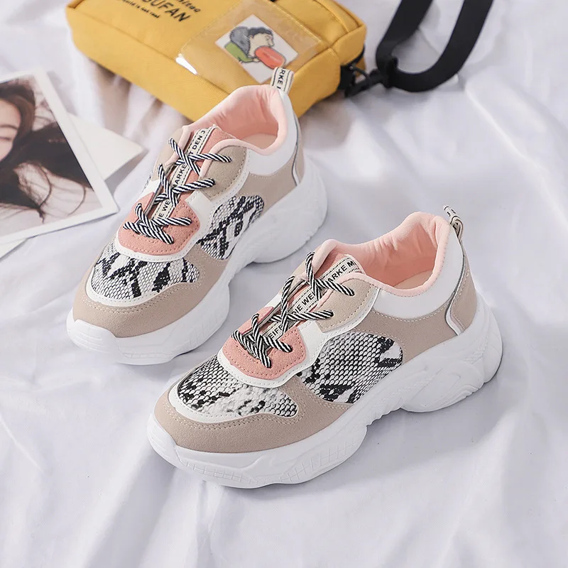 

2019 Women Platform Sneakers Fashion Vulcanized Shoes Women Chunky Lace Up Round Toe Breath Air Mesh Running Shoes Size 35-40
