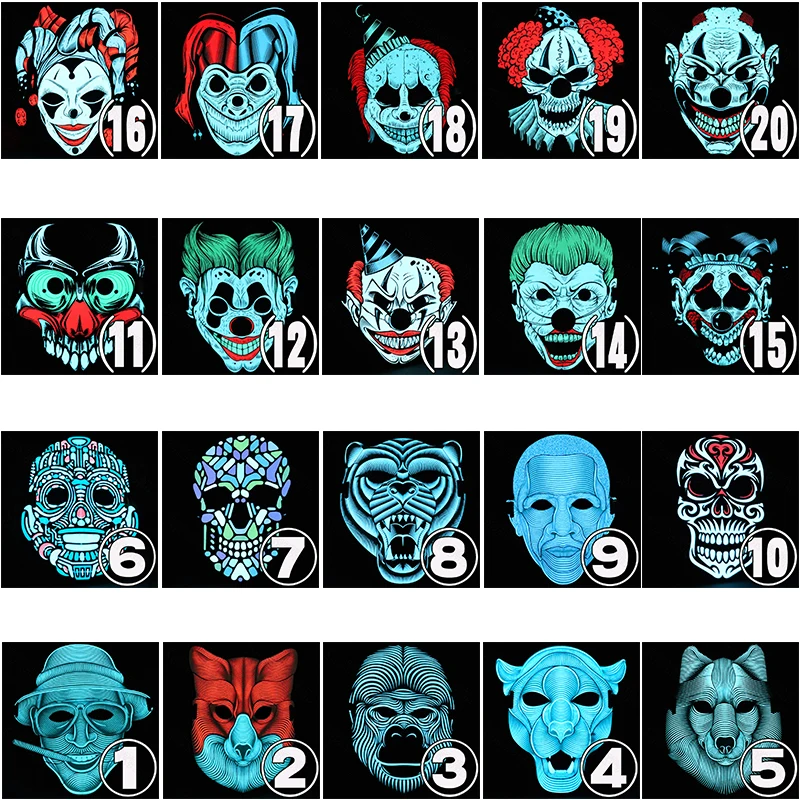 

Creative Dance Mask Full Face LED Voice Control Party Masks Masquerade 3D Animal Masks Dance Street Funny Halloween Mask