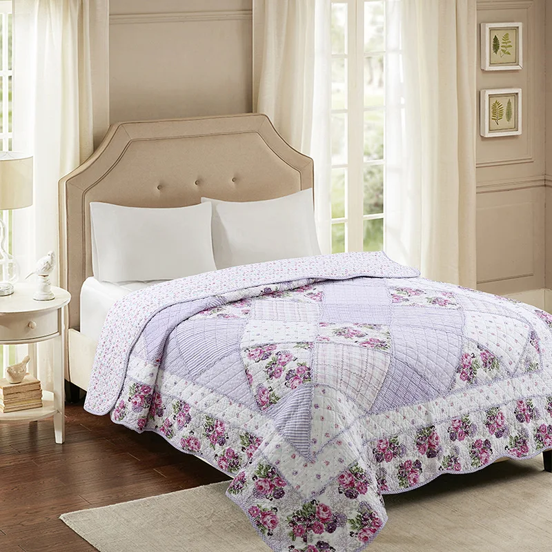 CHAUSUB, Мягкое хлопковое покрывало, одеяло, 1 шт., фиолетовое цветочное покрывало, лоскутное одеяло, s, двойной размер, 150x200 см, одеяло, ed одеяло
