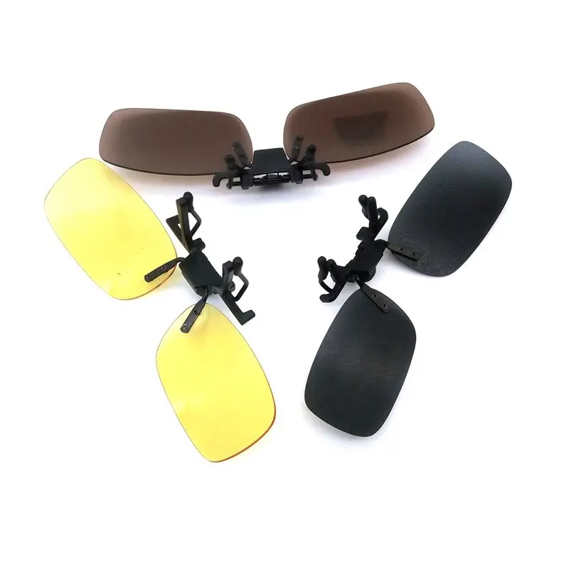 Driving Polarized UV 400 Night Vision Clip-on Flip-up Lens Sunglasses Glasses 3Color