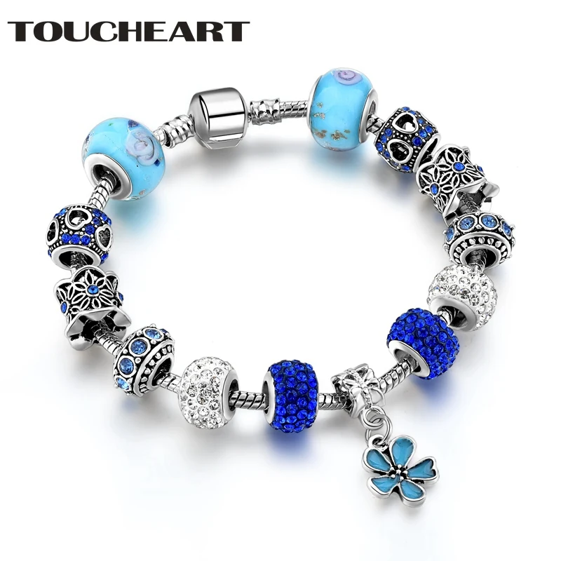 

TOUCHEART Handmade Blue Shamrock Bracelet & Bangles Charms For Women Luxury Brand Jewelry Making Friendship Bracelets SBR170068