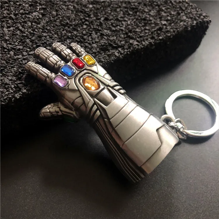 Новые Мстители Железный человек перчатки брелок Ironman Infinite Gauntlet брелки Marvel Endgame металлические подвески брелки ювелирные изделия llaveros - Цвет: silver