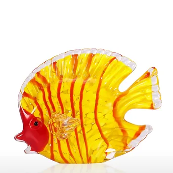 

Animal Figurine Glass Yellow Fish Glass Art Marine Decorative Miniature Figurines Home Decoration New Year Gift R482