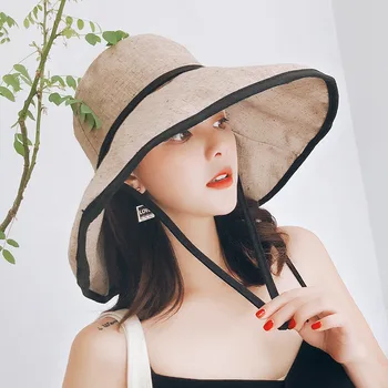 

Newest Big Wide Brim Beach Hat Fashion Summer UV Protection Sun Hat For Women Folding Visor Hat Chapeu Feminino