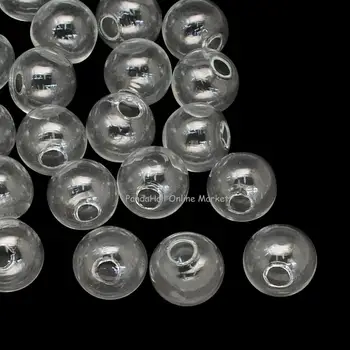 

Round Mechanized Blown Glass Globe Beads, for Stud Earring Fings or Crafts, Half Drilled, Clear, 11~12mm, Hole: 3.5mm