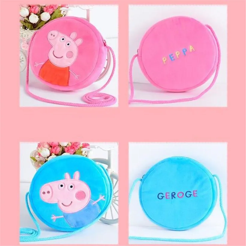  Original Peppa Pig George Dad Mom Plush Toys Stuffed Doll Purse Kids Girls Kindergarten Bag Backpac - 33029856650